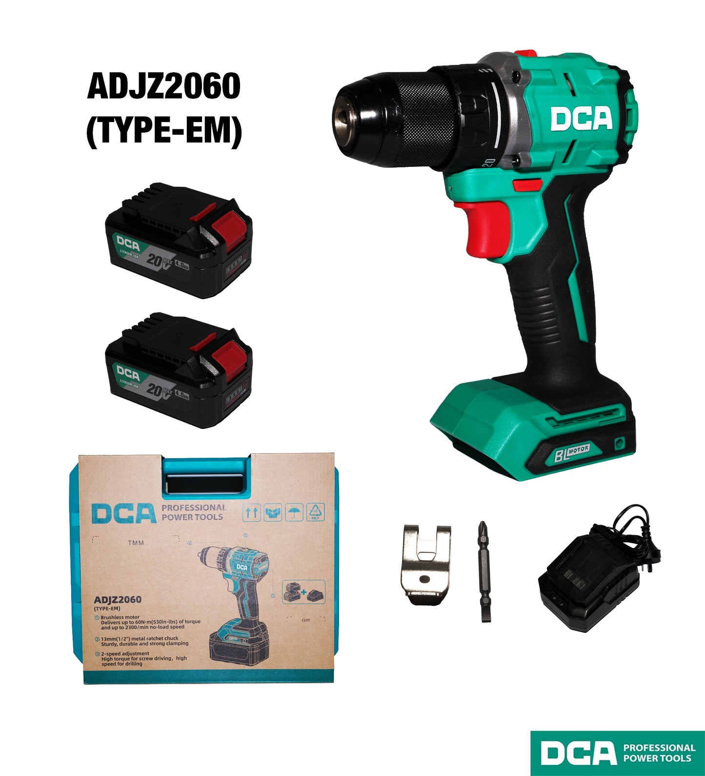 DCA ADJZ2060 Brushless Cordless Driver Drill (TYPE EM)