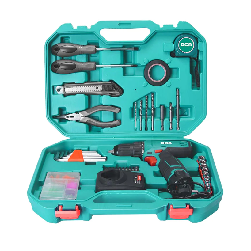 DCA ADJZ1202i 12V Cordless Hammer Drill with Hand Tools Kit-TD