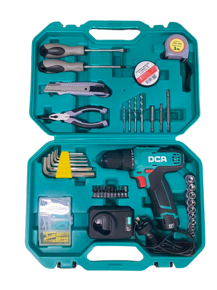 DCA ADJZ1202 12V Cordless Hammer Drill with Hand Tools Kit-TD