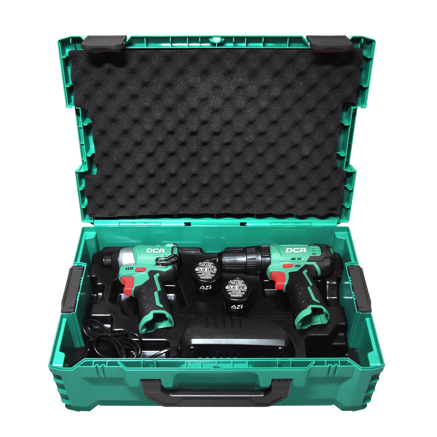 DCA ADKIT25-EK Cordless Brushless Hammer Drill Driver & Impact Driver 12V Combo Kit Set