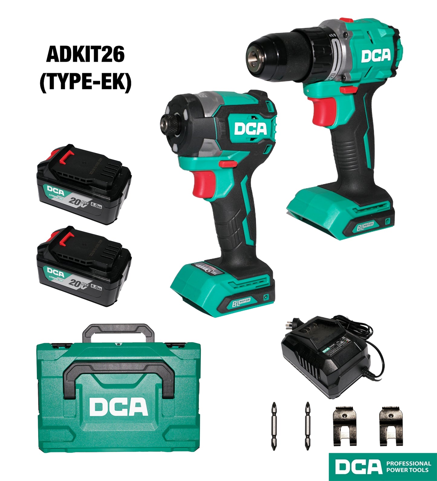 DCA ADKIT26 Brushless Cordless Hammer Drill & Impact Driver 20V Combo Kit