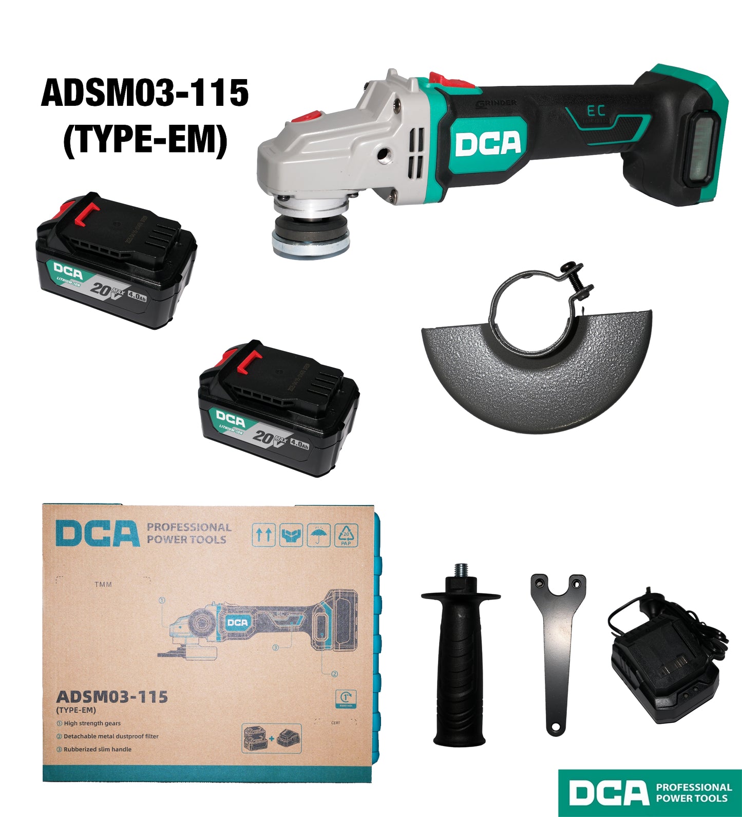 DCA ADSM03-115 Cordless Brushless Angle Grinder