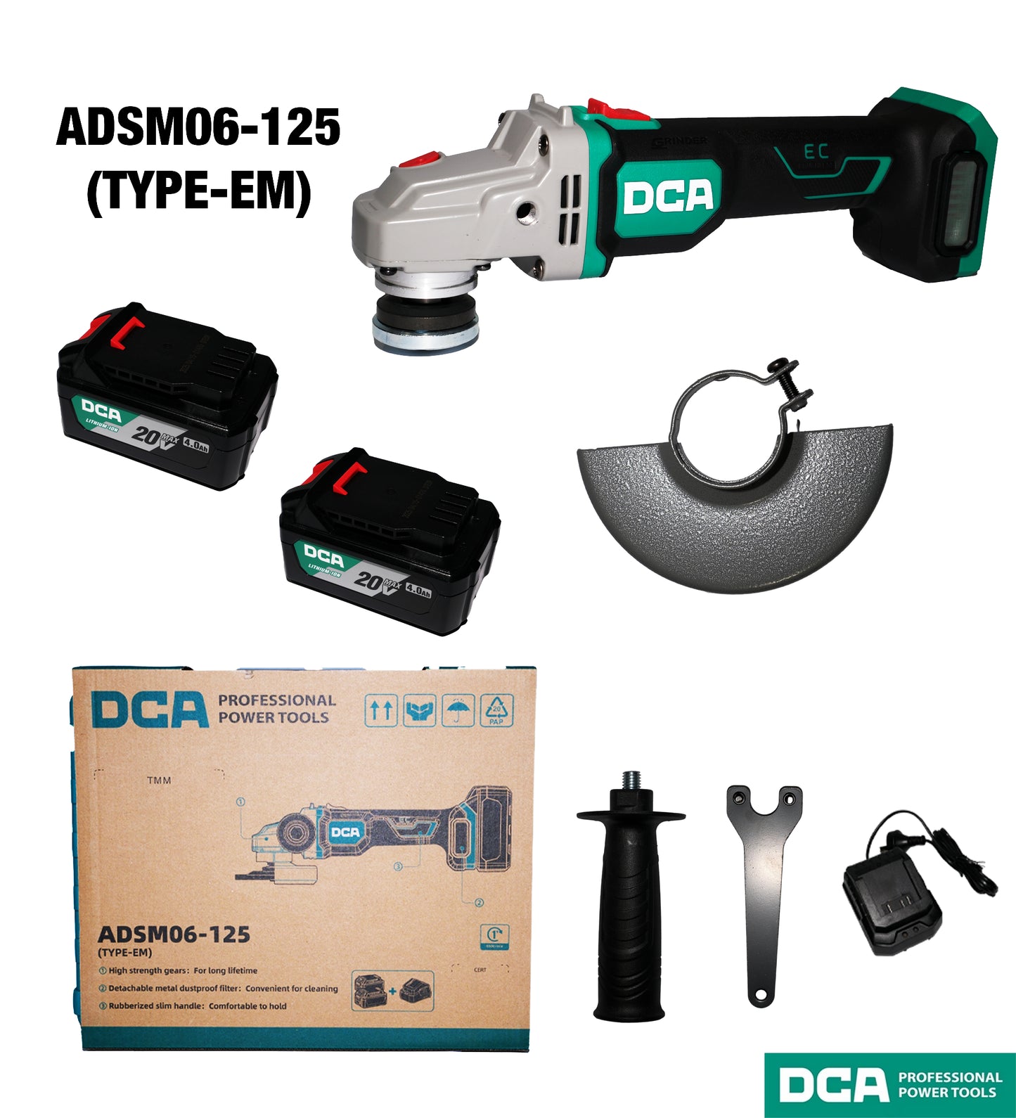 DCA ADSM06-125 Cordless Brushless Angle Grinder