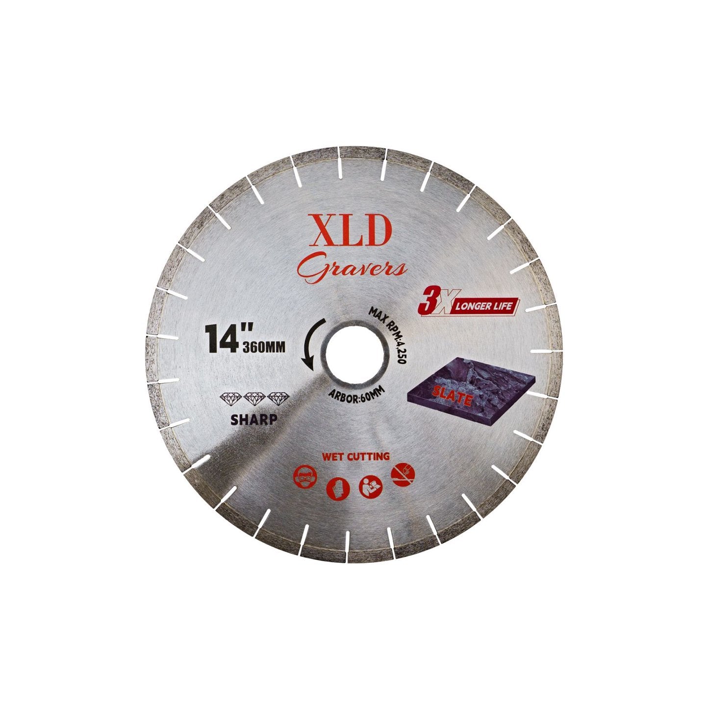 Sliver-brazed saw blade 350mm