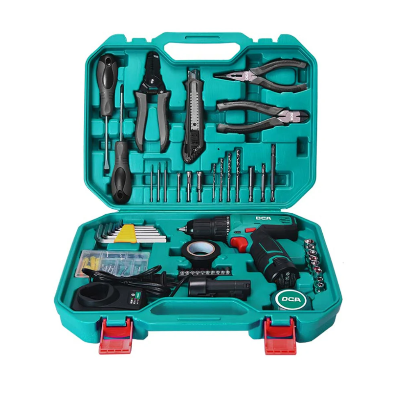 DCA ADJZ1202i 12V Cordless Hammer Drill with Hand Tools Kit-TS
