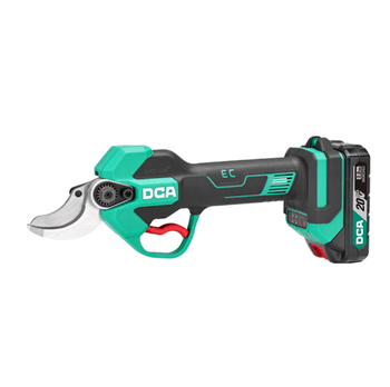 DCA ADYD02-35 20V Brushless Cordless Pruning Shear showcasing ergonomic handle and sharp blade design.
