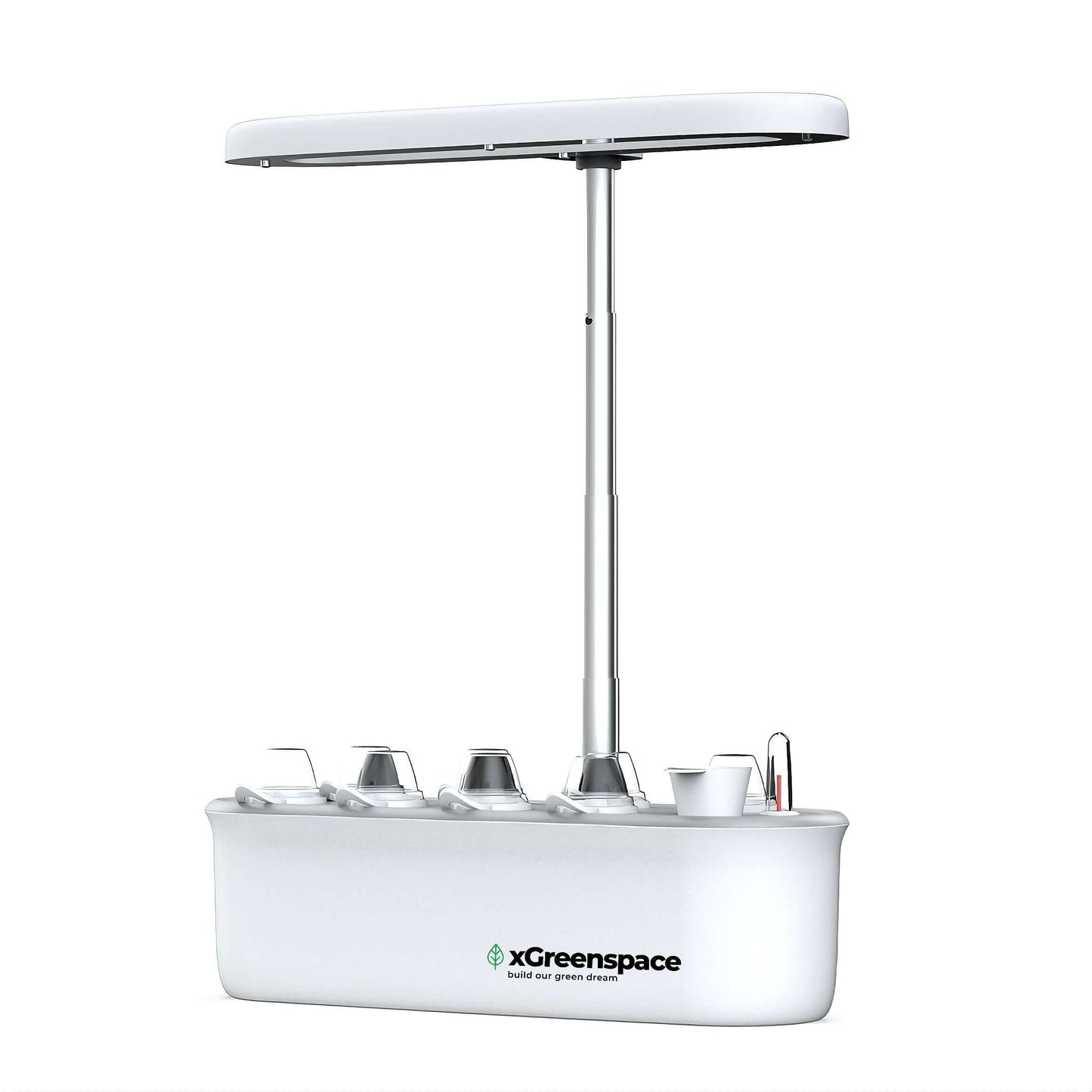 xGreenspace MiniBlock 8pc C08 hydroponic gardening system with grow lights and 8 pods for year-round plant growth.
