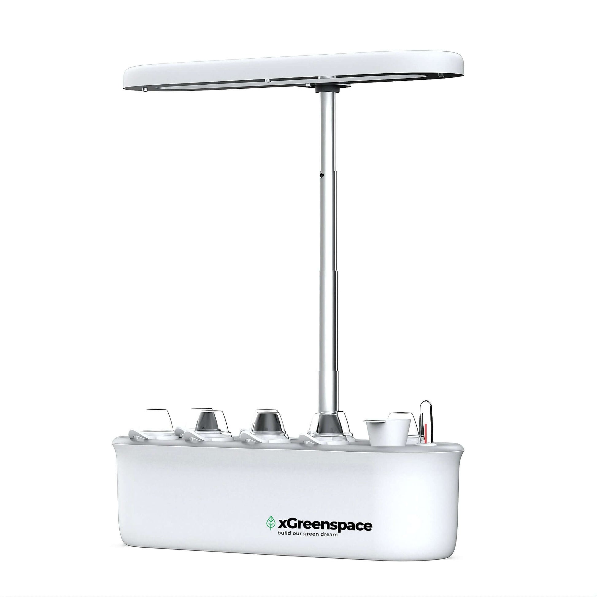 xGreenspace MiniBlock 8pc C08 hydroponic gardening system with grow lights and 8 pods for year-round plant growth.