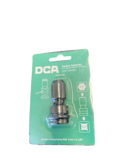 DCA 1/2" Square Drive to 1/4" hex socket adapter