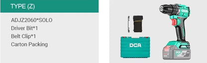 DCA ADJZ2060 Brushless Cordless Driver Drill